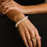 14k White Mix Gemstone Beaded Bracelet with Diamond Rondelle - 8mm