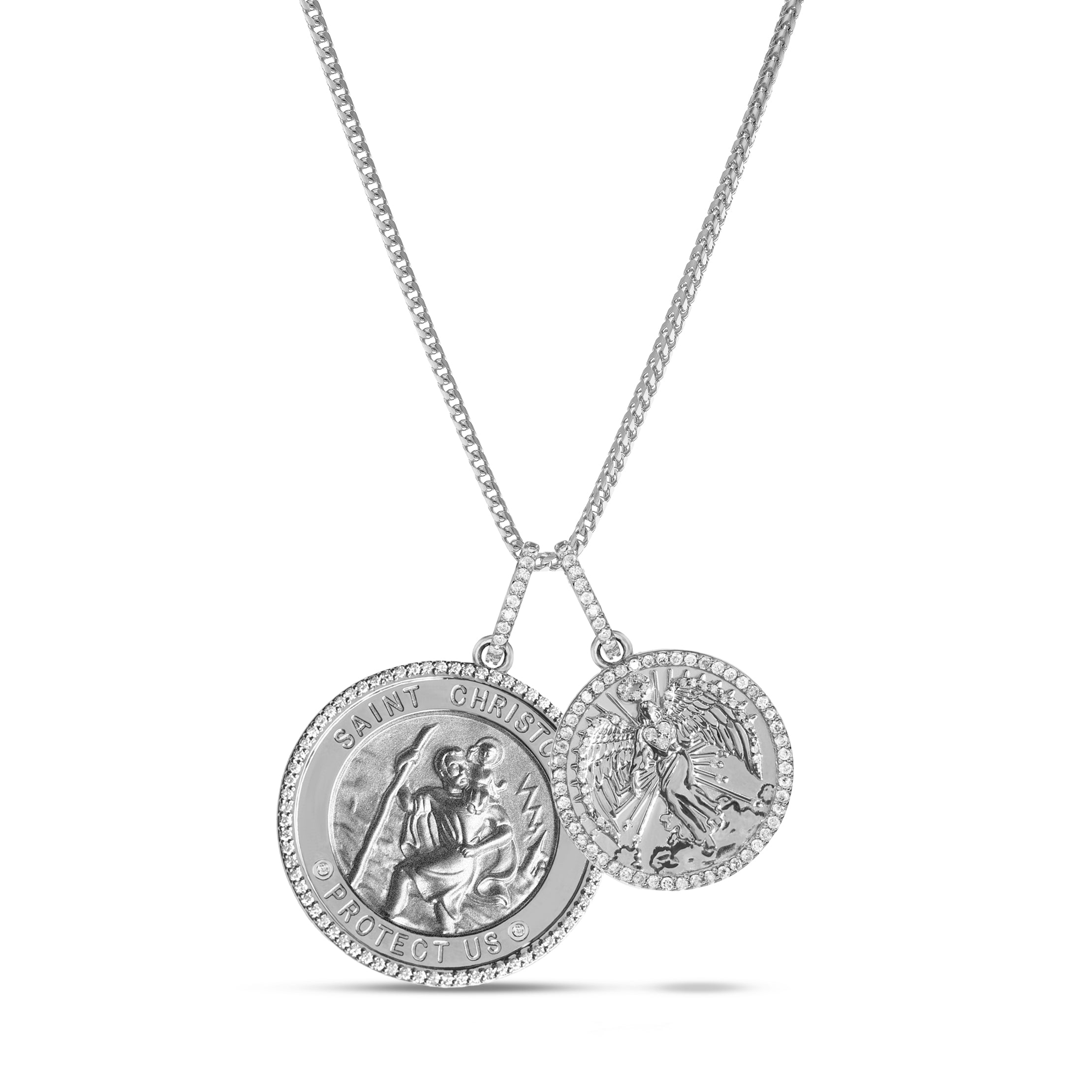 Oval Saint Christopher Medal -Crafted In 925 Sterling Silver Pendant Necklace, 32mm - Foto 10