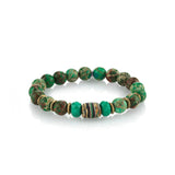 Men's Mr. LOWE Jasper Green Mix Bracelet with African Bead & Metal Disks - 10mm