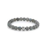 Men's Mr. LOWE Labradorite Bracelet with Silver Bead and Wavy Discs - 8mm