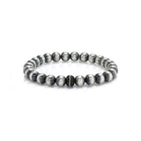 Men's Mr. LOWE Silver Bead Bracelet with African Center Bead - 8mm