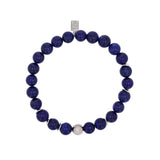 Men's Mr. LOWE Lapis Bracelet with Silver Bead and Wavy Disks - 8mm