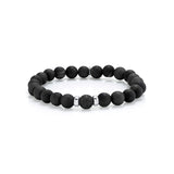 Men's Mr. LOWE Black Druzy Agate Bracelet with Two Silver Rondelles - 8mm
