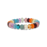 Rainbow Gemstone Mix Bracelet with Three Diamond Rondelles