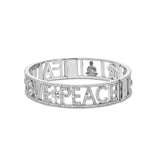 Faith Love Peace Icon Pave Hinge Bracelet