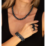 Yemeni Black Coral Prayer Bead Bracelet with Diamond Rondelles