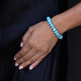 Arizona Turquoise Beaded Bracelet with 3 Diamond Rondelles - 10mm