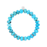 Arizona Turquoise Beaded Bracelet with 3 Diamond Rondelles - 10mm