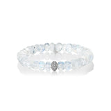 Moonstone Beaded Bracelet with Diamond Donut - 8mm
