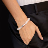 Moonstone Beaded Bracelet with Diamond Donut - 8mm