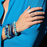 Afghanite and Turquoise Mix Bracelet with Diamond Rondelle - 10mm