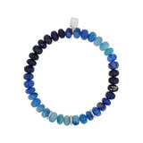 Afghanite Ombre Beaded Bracelet with Three Diamond Rondelles - 7mm