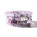 Lavender Haze Beaded Bracelet with 3 Diamond Rondelles - 8mm
