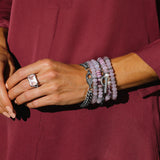 Lavender Haze Beaded Bracelet with 3 Diamond Rondelles - 8mm