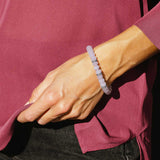 Lavender Haze Beaded Bracelet with 3 Diamond Rondelles - 8mm