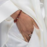 Hessonite Garnet Bracelet with Diamond Rondelles - 8mm