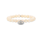 Bone Bracelet with Diamond Peace Sign Charm - 8mm