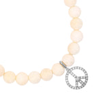 Bone Bracelet with Diamond Peace Sign Charm - 8mm