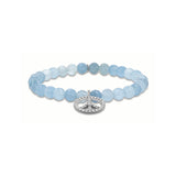 Aquamarine Bracelet with Diamond Peace Sign Charm - 6mm