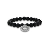 Onyx Bracelet with Diamond Open Heart Charm - 8mm