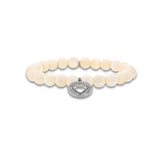 Bone Bracelet with Diamond Open Heart Charm - 8mm