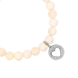 Bone Bracelet with Diamond Open Heart Charm - 8mm