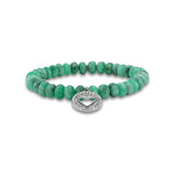 Emerald Bracelet with Diamond Open Heart Charm - 7mm