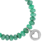 Emerald Bracelet with Diamond Open Heart Charm - 7mm
