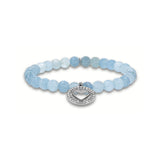 Aquamarine Bracelet with Diamond Open Heart Charm - 6mm