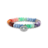 Rainbow Opal Mix Bracelet with Diamond Open Heart Charm - 8mm