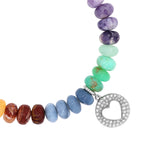 Rainbow Opal Mix Bracelet with Diamond Open Heart Charm - 8mm