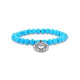 Sleeping Beauty Turquoise Bracelet with Diamond Open Heart Charm - 6mm