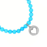 Sleeping Beauty Turquoise Bracelet with Diamond Open Heart Charm - 6mm