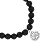 Onyx Bracelet with Diamond Open Clover Charm - 8mm
