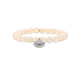 Bone Bracelet with Diamond Open Clover Charm - 8mm