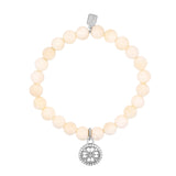 Bone Bracelet with Diamond Open Clover Charm - 8mm