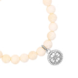 Bone Bracelet with Diamond Open Clover Charm - 8mm