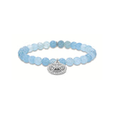 Aquamarine Bracelet with Diamond Open Clover Charm - 6mm