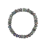 Graphite Gemstone and Pearl Mix Bracelet with Diamond Rondelles - 8mm