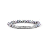 Silver Freshwater Pearl Bracelet with Diamond Bar - 8mm