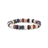 Matte Spectrum Gemstone Beaded Bracelet with Diamond Rondelle - 8mm