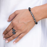 Black and White Cobblestone Diamond Bar and Spinel Bracelet - 6mm