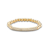 Gold Diamond Bar Bali Bead Bracelet