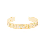 14k Faith Love Wisdom Diamond Cuff Bracelet