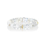 14k White Mix Gemstone Bracelet with Diamond Rondelle - 10mm