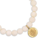 14k Bone Bracelet with St. Christopher Charm - 8mm
