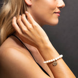 14k Bone Bracelet with Guardian Angel Charm - 8mm