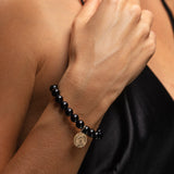14k Onyx Bracelet with Guardian Angel Charm - 8mm