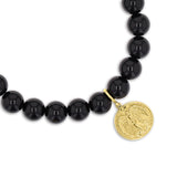14k Onyx Bracelet with Guardian Angel Charm - 8mm