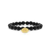 14k Onyx Bracelet with St. Christopher Charm - 8mm